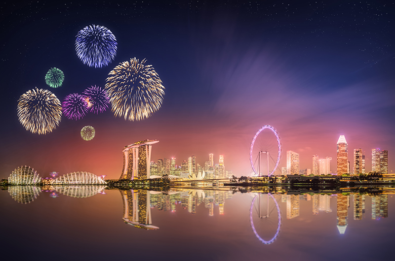 Fireworks in the sky over Singapore